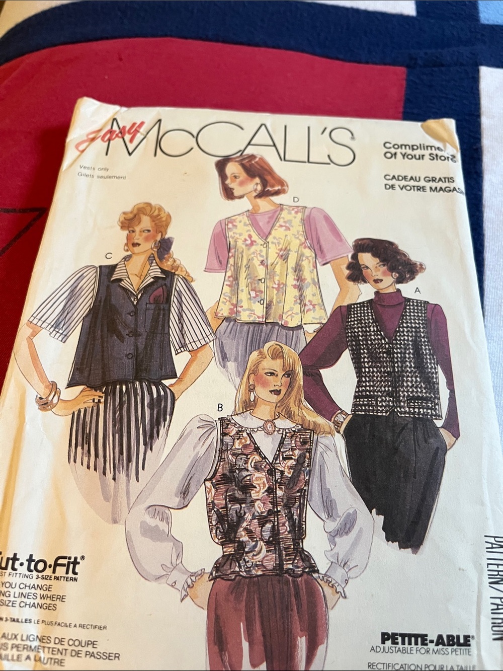 McCall's Women's Floral and Solid Vest Pattern - Red and Black Options